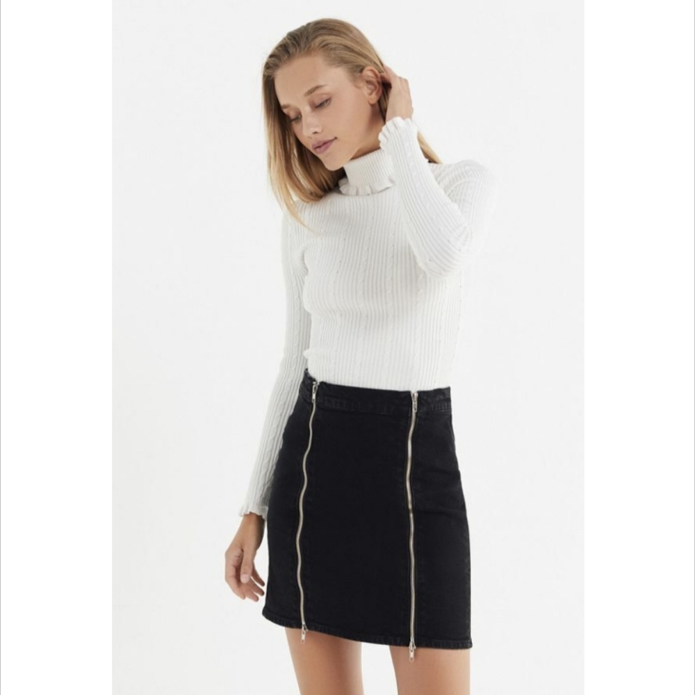 Agolde black double zip mini skirt sz25 - Picture 2 of 11